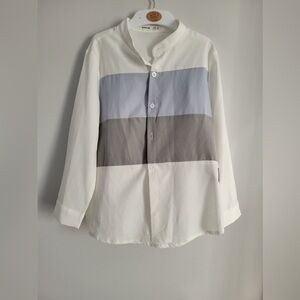 SHEIN boys White and Gray Colorblock Shirt